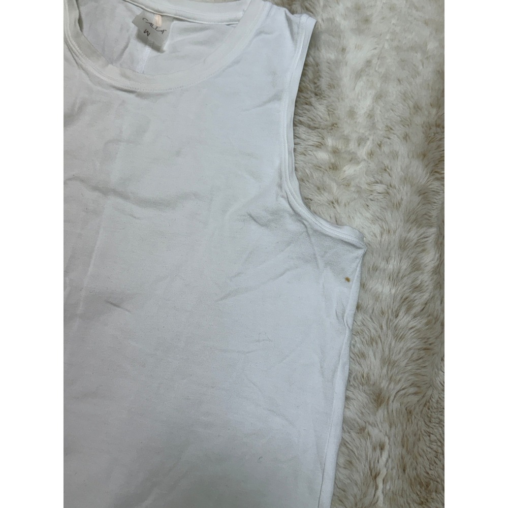 Calia‎ Tank Top Women Size M White Good Sleeveless Crew Neck Activewear - Picture 5 of 7